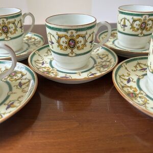 Cauldon Florentine China Set of 4 Demitasse Cups and Saucers, tea party,